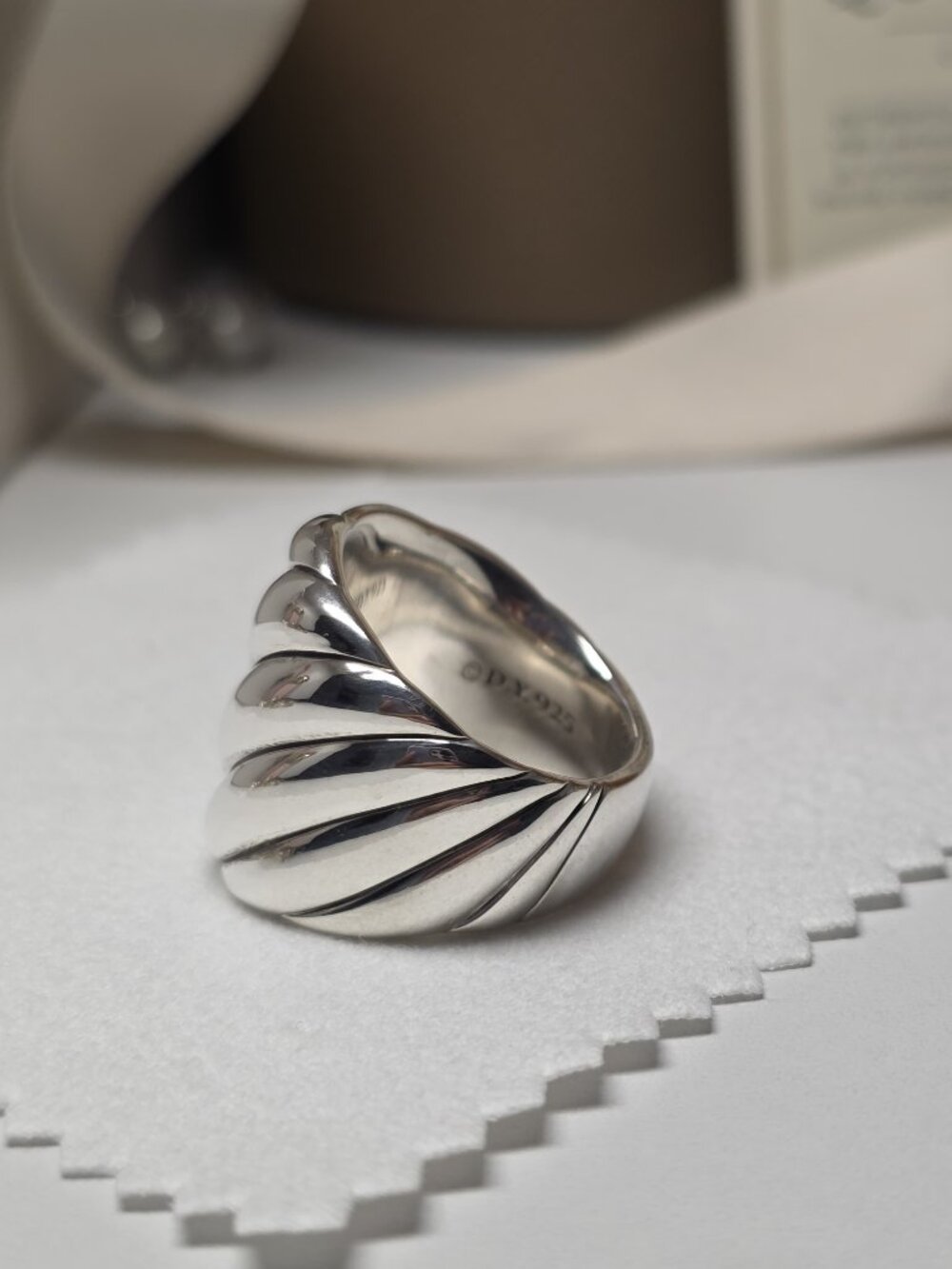 David Yurman Sculpted Cable Statement Ring 21mm Sterling Silver Size 7 - Picture 4 of 14